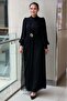 Cross Draped Evening Dress with Spreading Stones and Accessory Detail - 2