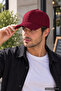 Burgundy Plain Baseball Cap with Velcro on the Back, Adjustable Unisex Cap – Daily Sports Basic Model Hat - 3