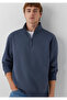 Half-Zip Navy Blue Basic Sweatshirt 0S10278-70759