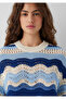 Navy Blue Jacquard Sweater Regular Fit / Normal Cut 1710974-91041 - 7