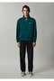 Patch Embroidered Semi-Zip Green Sweatshirt 0S10613-90366 - 5