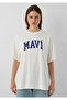 Logo Printed Ecru T-Shirt Oversize / Wide Cut 1600843-82127 - 2