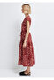 Printed Red Midi Dress 1310839-91609 - 4