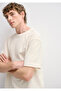 Textured Beige Basic T-Shirt Loose Fit / Comfortable Cut 0613642-70055 - 2