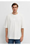 Logo Printed Ecru T-Shirt Oversize / Wide Cut 0613581-70057 - 3
