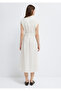 Lace-Up Ecru Midi Dress 1310871-70057 - 5