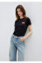 Slogan Printed Black T-Shirt Semi Slim Fit 1614250-900 - 2