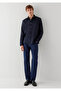 Navy Blue Linen Shirt Regular Fit / Normal Cut 0211960-86623