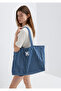 M Logo Embroidered Denim Shoulder Bag 1913787-32177