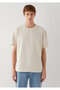 Beige Basic T-Shirt Loose Fit / Comfortable Loose Cut 0613624-70144 - 4