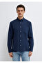 Navy Blue Linen Shirt Regular Fit / Normal Cut 0211472-82318 - 3
