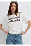 Slogan Printed Ecru T-Shirt Regular Fit / Normal Cut 1613735-70057
