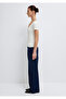 Textured Semi-Buttoned Ecru T-Shirt Fitted / Bodycon Cut 1614008-70057 - 4