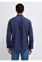 Navy Blue Linen Shirt Regular Fit / Normal Cut 0211961-70718 - 6