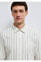 Green Striped Linen Blended Shirt Regular Fit / Normal Cut 0211380-71599 - 7