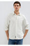 Green Striped Linen Blended Shirt Regular Fit / Normal Cut 0211380-71599 - 3