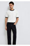 Piped Detail Ecru T-Shirt Loose Fit / Relaxed Comfortable Cut 0613223-70057 - 2