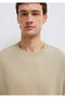 Crew Neck Beige Basic T-Shirt Loose Fit / Comfortable Cut 0611596-70360 - 7