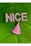 8x4 cm Iron-on Pearl Embellished Pink Tasseled Fine Tasseled Emblem Sewing Garment Accessory