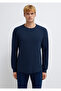 Long Sleeve Textured Navy Blue Basic T-Shirt Slim Fit / Slim Fit 0610106-70490 - 4