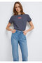Logo Printed Navy Blue T-Shirt Regular Fit / Regular Cut 1613562-88030 - 2