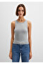 Halter Neck Gray Polyamide Tank Top Fitted / Fitted Cut 1613499-70098 - 4