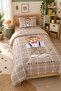 Teddy and Plaid Patterned Single 160X220 cm Welsoft Double-Sided Silicone Quilt and Sleeping Set - 2