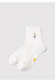 Flower Embroidered White Socks 1911371-34523