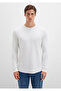 Long Sleeve Textured White Basic T-Shirt Slim Fit / Slim Fit 0610106 -70054 - 4