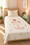 Winged Princess Patterned Baby and Kids Printed Single Pique Set 160x230 White - 3