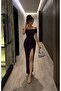 Madonna Collar Slit Glitter Evening Dress Purple 582864