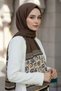 Crepe Edge Motif Flower Patterned Mink Color 75X195 Non-Fade Shawl - 3