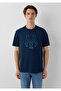 Logo Printed Navy Blue T-Shirt Regular Fit / Normal Cut 0610635-70490 - 3
