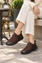 Women's Genuine Leather Brown Orthopedic Casual Shoes Vs 1953840 - 4