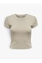 Onlelina S/S O-Neck Short Top Jrs Noos Women's Beige Blouse - 15320229