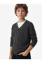 Long Sleeve V-Neck Buttoned Knitwear School Cardigan - 4