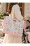 Pink Baby Care Bag, Lunchbag, Floral Patterned 100% Cotton