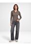 10686 Stand Collar Snap Fastener Knit Sweater-Mink - 4