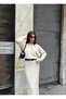 Women's Beige Soft Textured Long Ribbed Knit Dress - 5