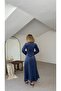 Velvet Side-Tie Half Placket Button-Down Special Occasion Everyday Long Height Women's Dress - 4