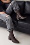 Women's Stitched Detailed Side Zipper Heeled Boots Fortap Brown