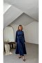 Velvet Side-Tie Half Placket Button-Down Special Occasion Everyday Long Height Women's Dress - 5