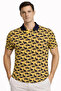 Men's Pique Fabric Polo Collar Palm Patterned T-Shirt Short Sleeve Summer T-Shirt - Yellow