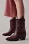 Shane Women's Burgundy Embroidered Pointed Toe Thick Heeled Western Cowboy Boots - 8
