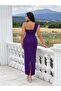Purple One-Shoulder Stone Embellished Slit Evening Dress 583240 - 4