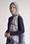 Cobalt Blue Striped Muslin Shawl - 3
