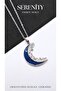 Blue Glitter Zircon Stone Crescent Steel Necklace