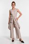 3-Piece Shirt Blouse Trousers Gabardine Set Lby0071 Cream - 3