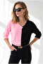 Women's Pink Black Color Block Soft-Textured Blouse BLZ-19002780 - 4