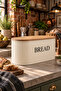 Metal Bread Box with Wooden Lid, Bread Box Cream 18X18 cm - 5